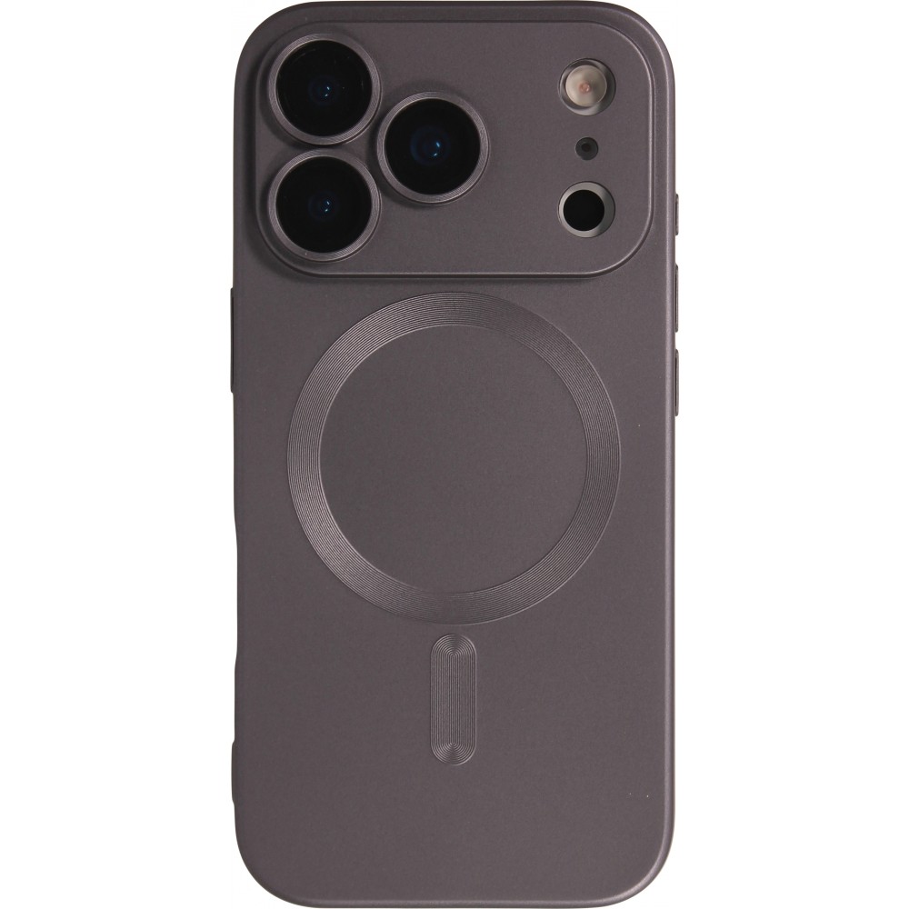 iPhone 17 Pro Case Hülle - Gummi weich mit Kameraschutzglas MagSafe - Dunkelgrau