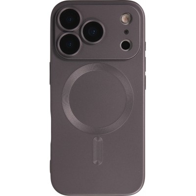 Coque iPhone 17 Pro - Gel souple avec vitre de protection caméra MagSafe - Gris foncé