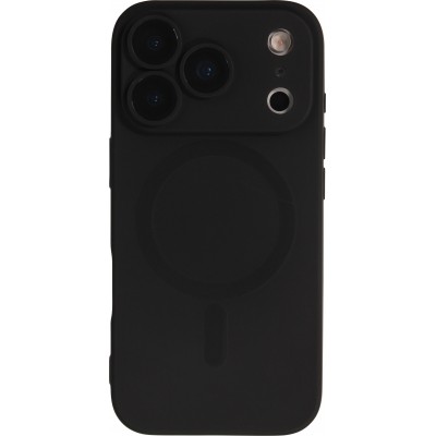 iPhone 17 Pro Case Hülle - Gummi weich mit Kameraschutzglas MagSafe - Schwarz