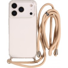 Coque iPhone 17 Pro Max - Gel transparent avec lacet beige