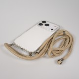 Coque iPhone 17 Pro Max - Gel transparent avec lacet beige