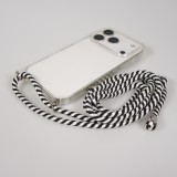 Coque iPhone 17 Pro Max - Gel transparent avec lacet - Blanc / noir