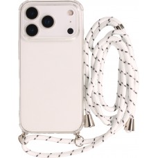 Hülle iPhone 17 Pro Max - Gummi transparent mit Seil - Weiss gefleckt