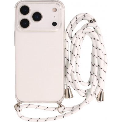 Coque iPhone 17 Pro Max - Gel transparent avec lacet - Blanc tacheté