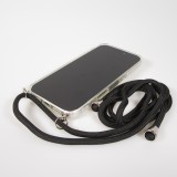 Hülle iPhone 17 Pro - Gummi transparent mit Seil - Schwarz