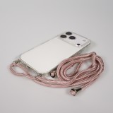 Coque iPhone 17 Pro Max - Gel transparent avec lacet or - Rose