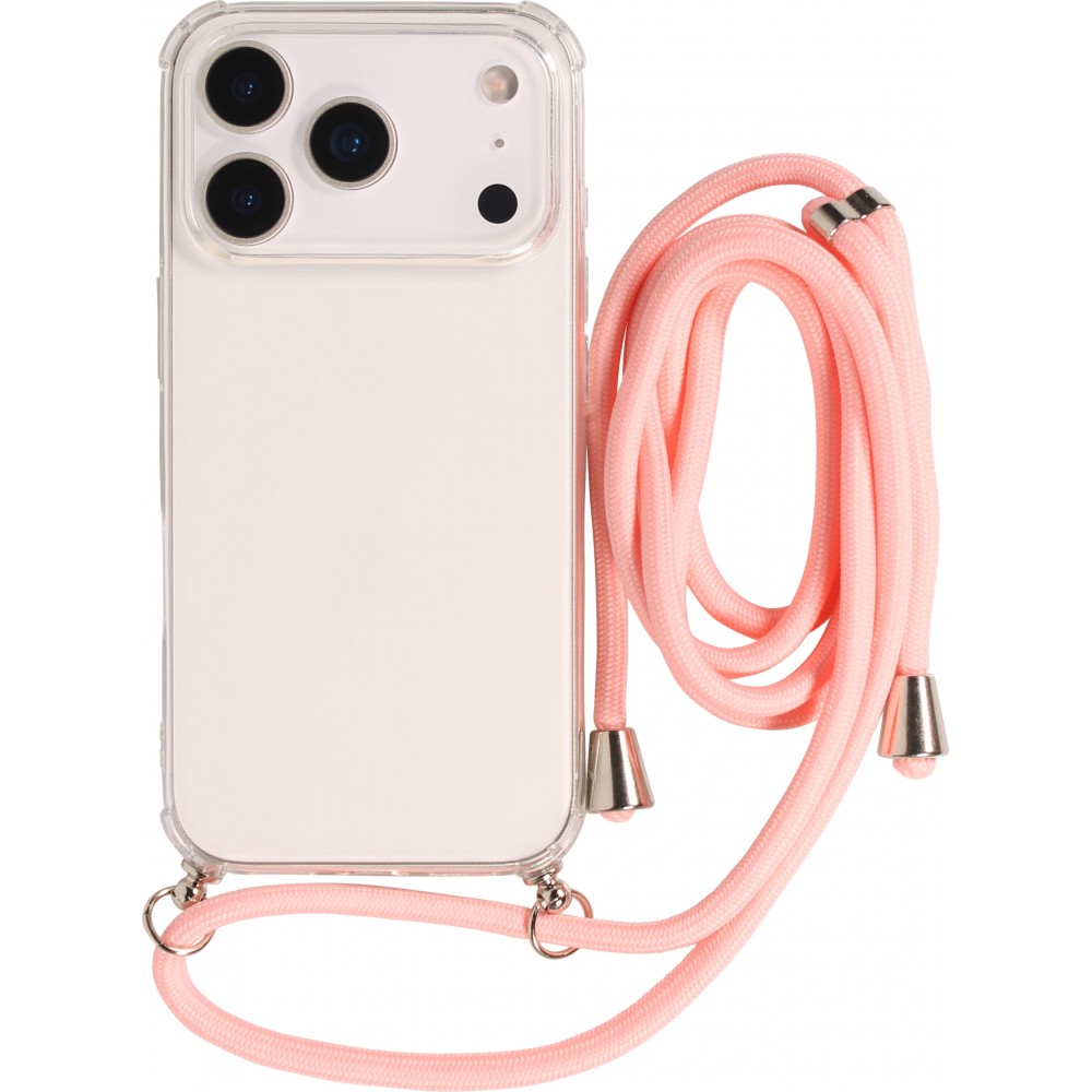 Coque iPhone 17 Pro Max - Gel transparent avec lacet - Rose