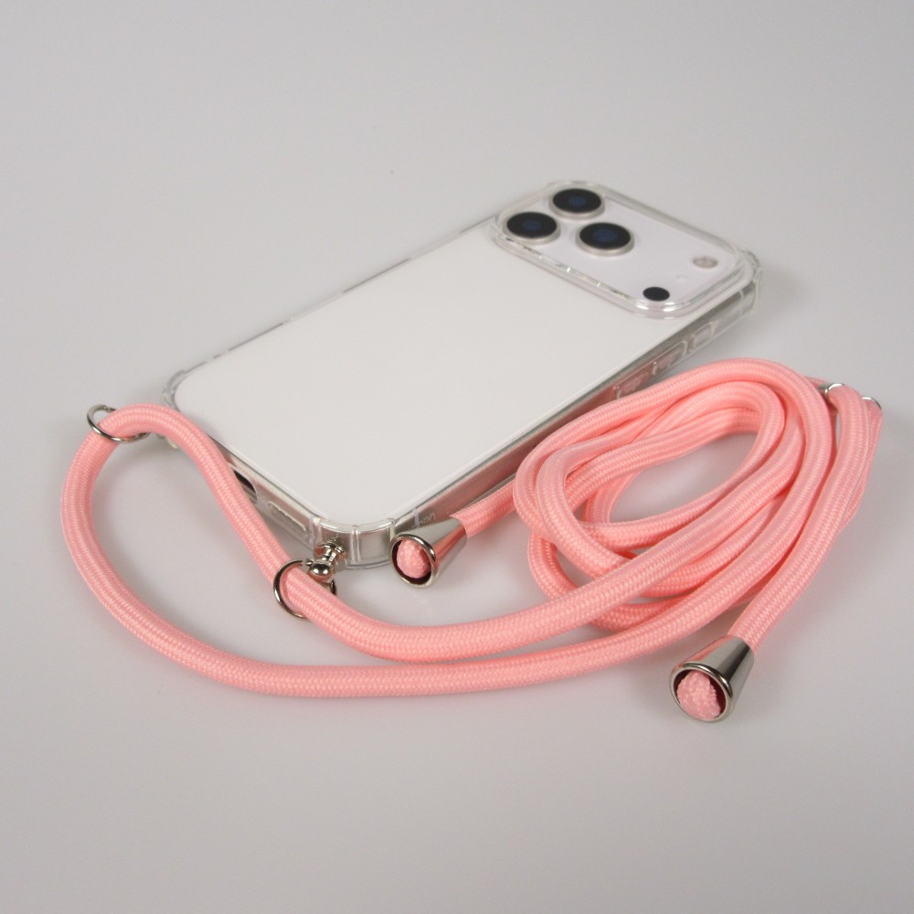 Coque iPhone 17 Pro Max - Gel transparent avec lacet - Rose