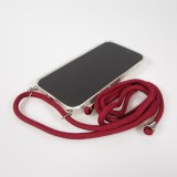 Hülle iPhone 17 Pro Max - Gummi transparent mit Seil - Rot