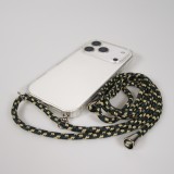 iPhone 17 Pro Max Case Hülle - Gummi transparent bumper mit Seil - Grün / gold