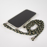 iPhone 17 Pro Max Case Hülle - Gummi transparent bumper mit Seil - Grün / gold