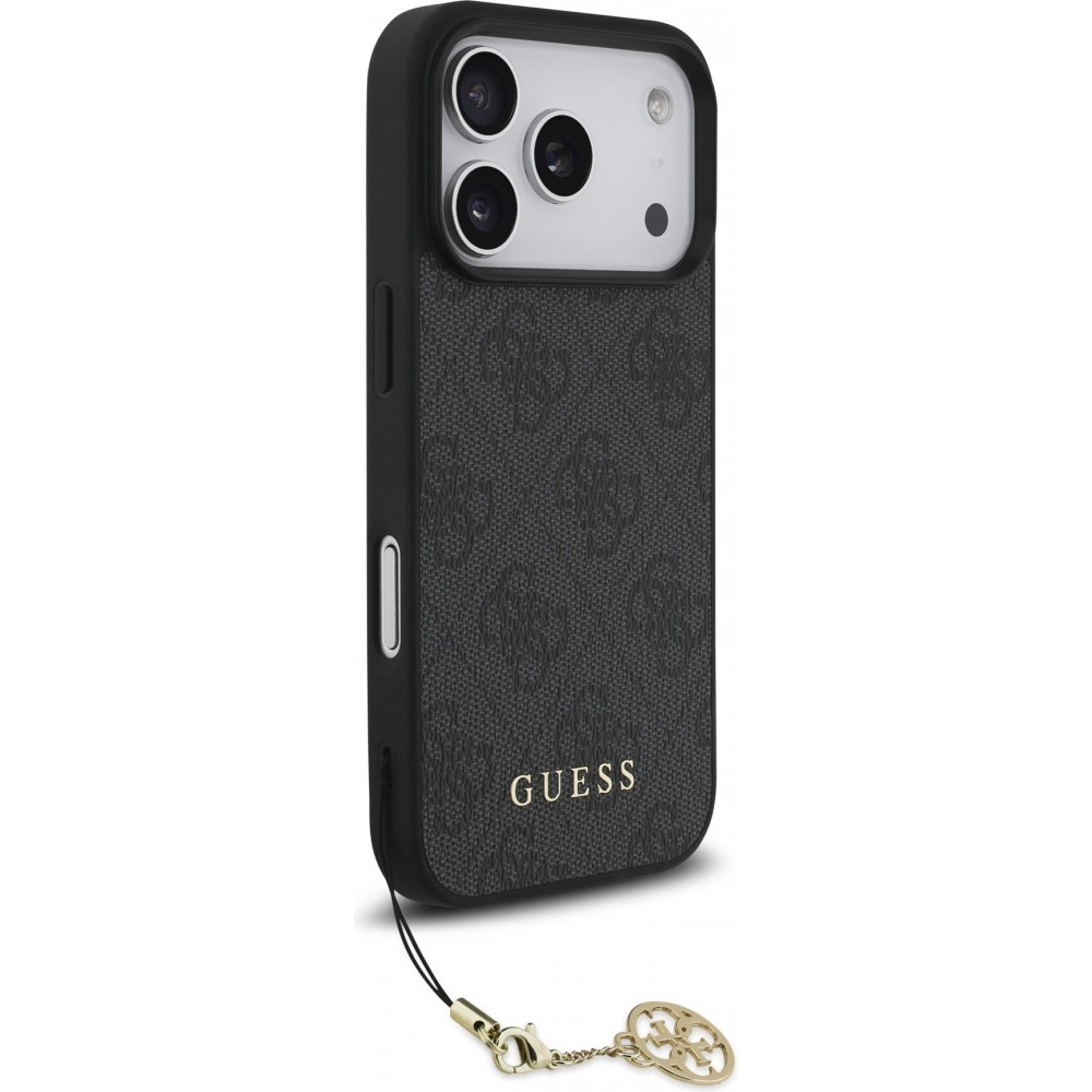 Coque iPhone 17 Pro - Guess 4G charm protection élégante design raffiné accessoire tendance - Gris