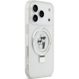 Coque iPhone 17 Pro - Karl Lagerfeld et Choupette Ringstand MagSafe avec anneau support - Blanc