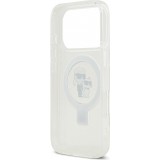 Coque iPhone 17 Pro - Karl Lagerfeld et Choupette Ringstand MagSafe avec anneau support - Blanc
