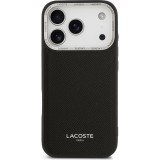 Coque iPhone 17 Pro - Lacoste PU en cuir Champs Elysees MagSafe protection élégante et durable - Noir