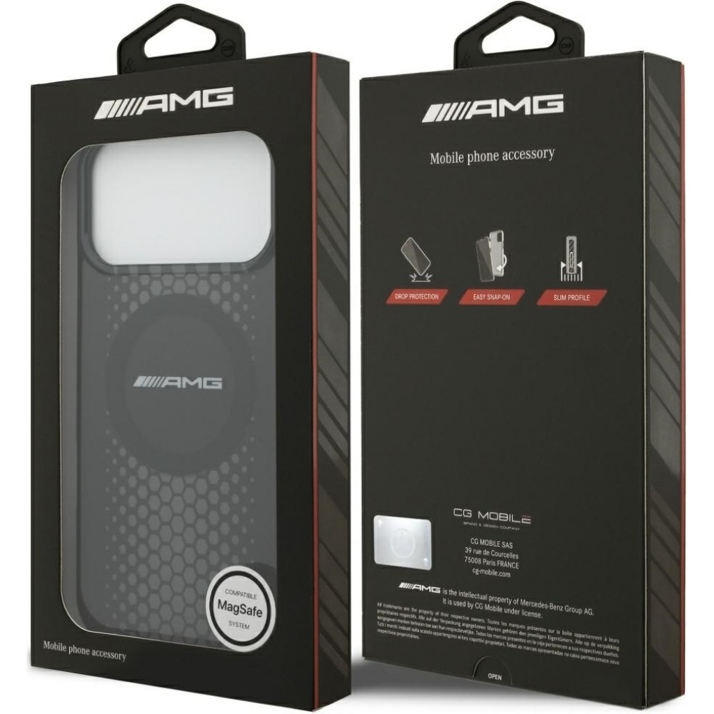 Coque iPhone 17 Pro Max - AMG Double Layer graphiques transparent MagSafe protection élégante - Noir