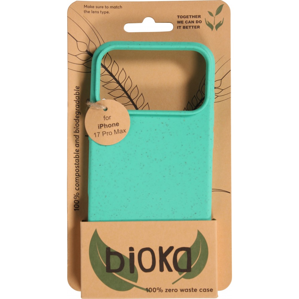 Coque iPhone 17 Pro Max - Bioka biodégradable et compostable Eco-Friendly - Turquoise