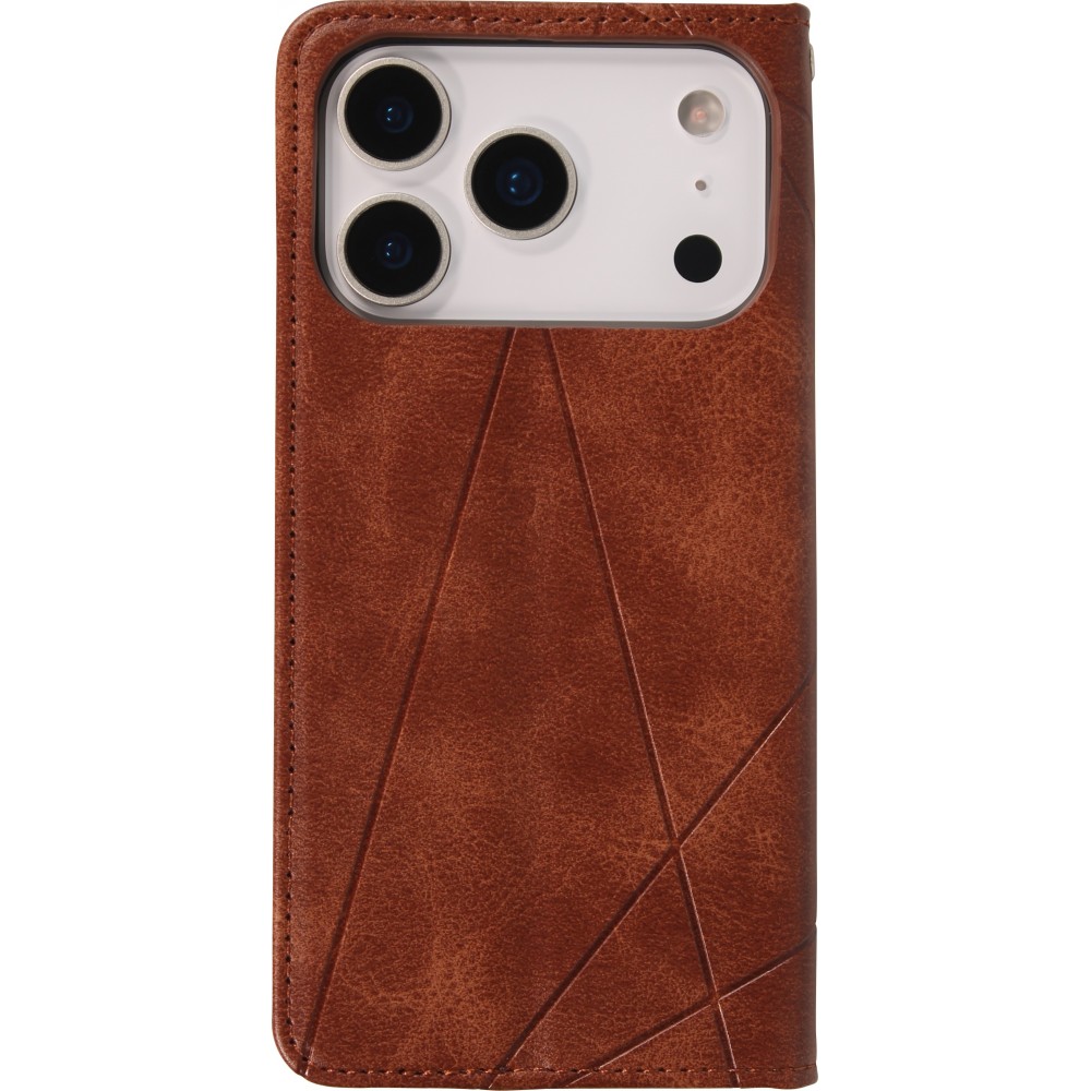 Coque iPhone 17 Pro Max - Flip Géometrique brun foncé