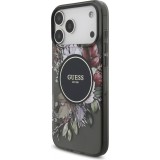 iPhone 17 Pro Max Case Hülle - Guess IML Blumen mit Handgelenk-Kette, kompatibel mit MagSafe elegante und trendige Schutzhülle - Schwarz