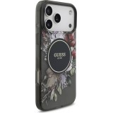 iPhone 17 Pro Max Case Hülle - Guess IML Blumen mit Handgelenk-Kette, kompatibel mit MagSafe elegante und trendige Schutzhülle - Schwarz