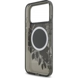 iPhone 17 Pro Max Case Hülle - Guess IML Blumen mit Handgelenk-Kette, kompatibel mit MagSafe elegante und trendige Schutzhülle - Schwarz