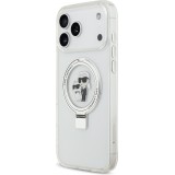 Coque iPhone 17 Pro Max - Karl Lagerfeld et Choupette Ringstand MagSafe avec anneau support - Blanc