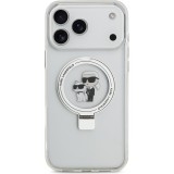 Coque iPhone 17 Pro Max - Karl Lagerfeld et Choupette Ringstand MagSafe avec anneau support - Blanc