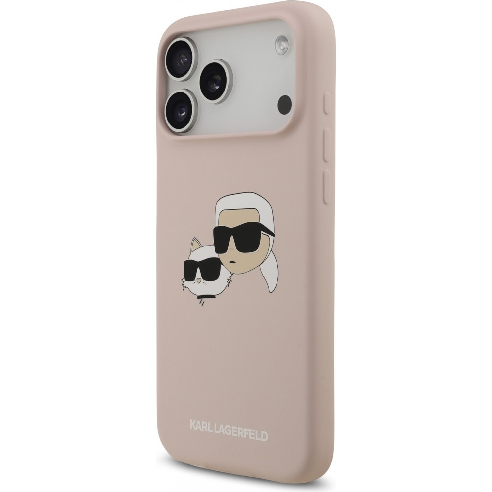 iPhone 17 Pro Max Case Hülle - Karl Lagerfeld MagSafe-kompatible Silikonhülle mit Karl- und Choupette-Design - Rosa