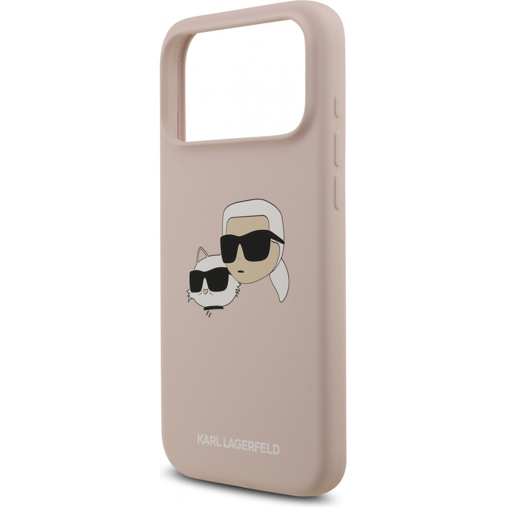 iPhone 17 Pro Max Case Hülle - Karl Lagerfeld MagSafe-kompatible Silikonhülle mit Karl- und Choupette-Design - Rosa