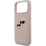 iPhone 17 Pro Max Case Hülle - Karl Lagerfeld MagSafe-kompatible Silikonhülle mit Karl- und Choupette-Design - Rosa