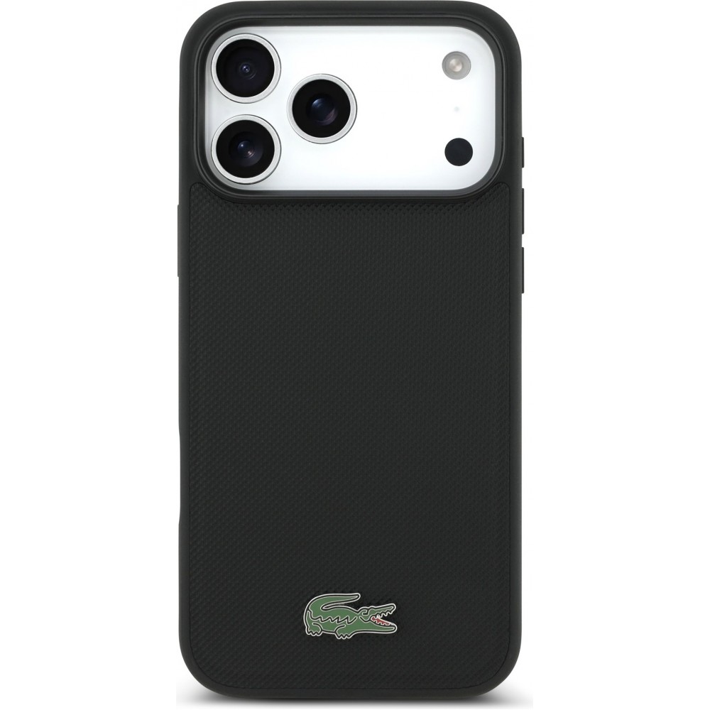 Coque iPhone 17 Pro Max - Lacoste Iconic Petit Pique MagSafe avec portefeuille magnétique - Noir