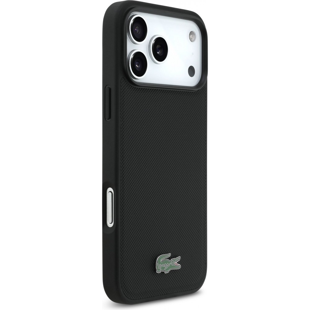 Coque iPhone 17 Pro Max - Lacoste Iconic Petit Pique MagSafe avec portefeuille magnétique - Noir