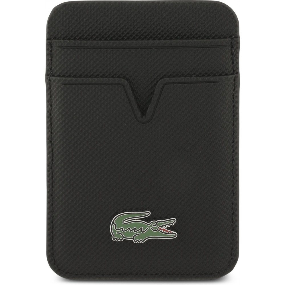 Coque iPhone 17 Pro Max - Lacoste Iconic Petit Pique MagSafe avec portefeuille magnétique - Noir