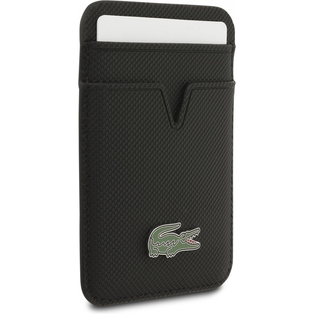 Coque iPhone 17 Pro Max - Lacoste Iconic Petit Pique MagSafe avec portefeuille magnétique - Noir