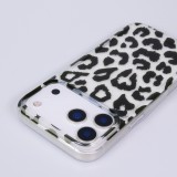 iPhone 17 Pro Max Case Hülle - Leopard Schwarz/Weiss Klare Silikon Schutzhülle - Schwarz