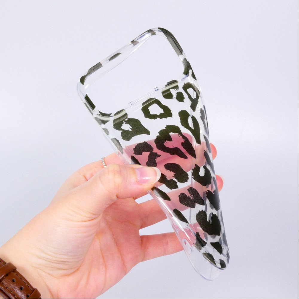 iPhone 17 Pro Max Case Hülle - Leopard Schwarz/Weiss Klare Silikon Schutzhülle - Schwarz