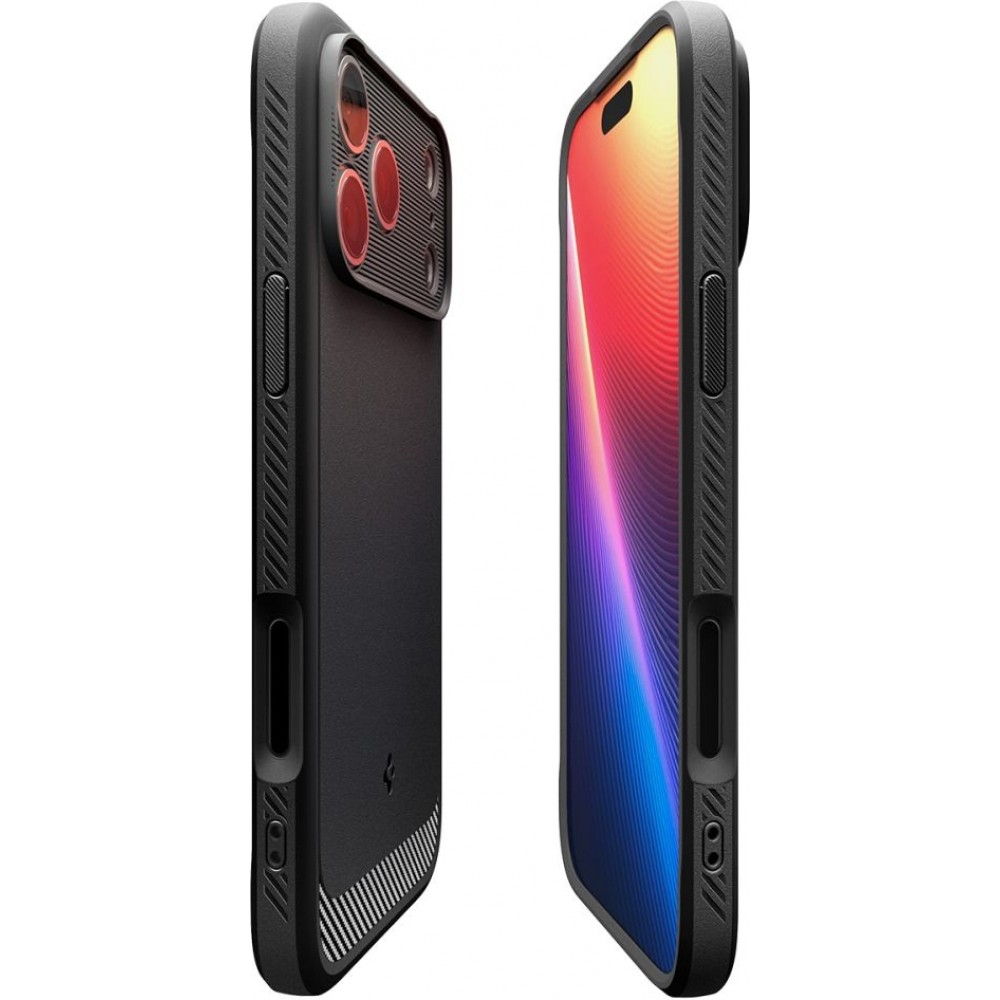 Coque iPhone 17 Pro Max - Spigen Rugged Armor MagFit compatible MagSafe résistante et durable - Noir