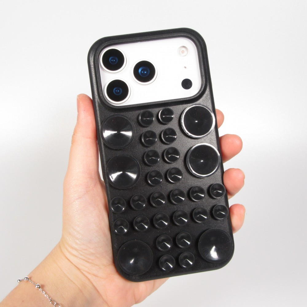 Coque iPhone 17 Pro Max - Murale ventouse pastel avec fixation sur surfaces - Noir