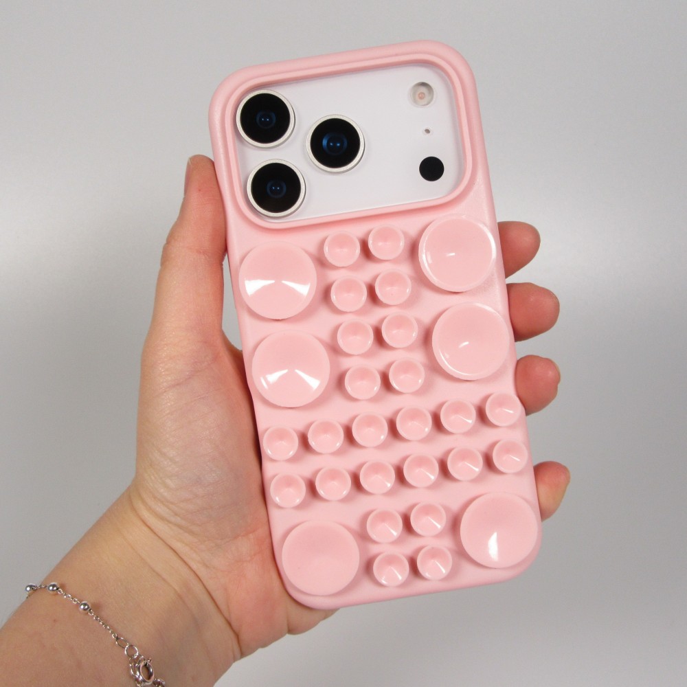 Coque iPhone 17 Pro Max - Murale ventouse pastel avec fixation sur surfaces - Rose