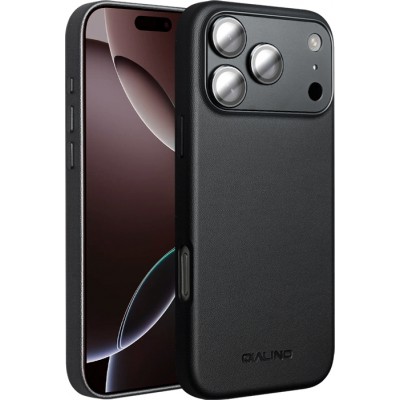 Coque iPhone 17 Pro - Qialino cuir véritable (compatible MagSafe) - Noir
