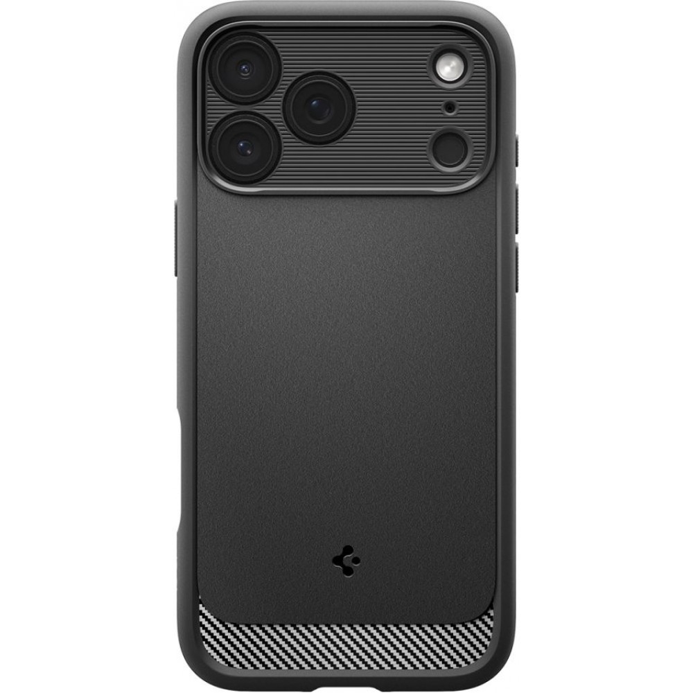 Coque iPhone 17 Pro - Spigen Rugged Armor MagFit compatible MagSafe résistante et durable - Noir