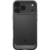Coque iPhone 17 Pro - Spigen Rugged Armor MagFit compatible MagSafe résistante et durable - Noir