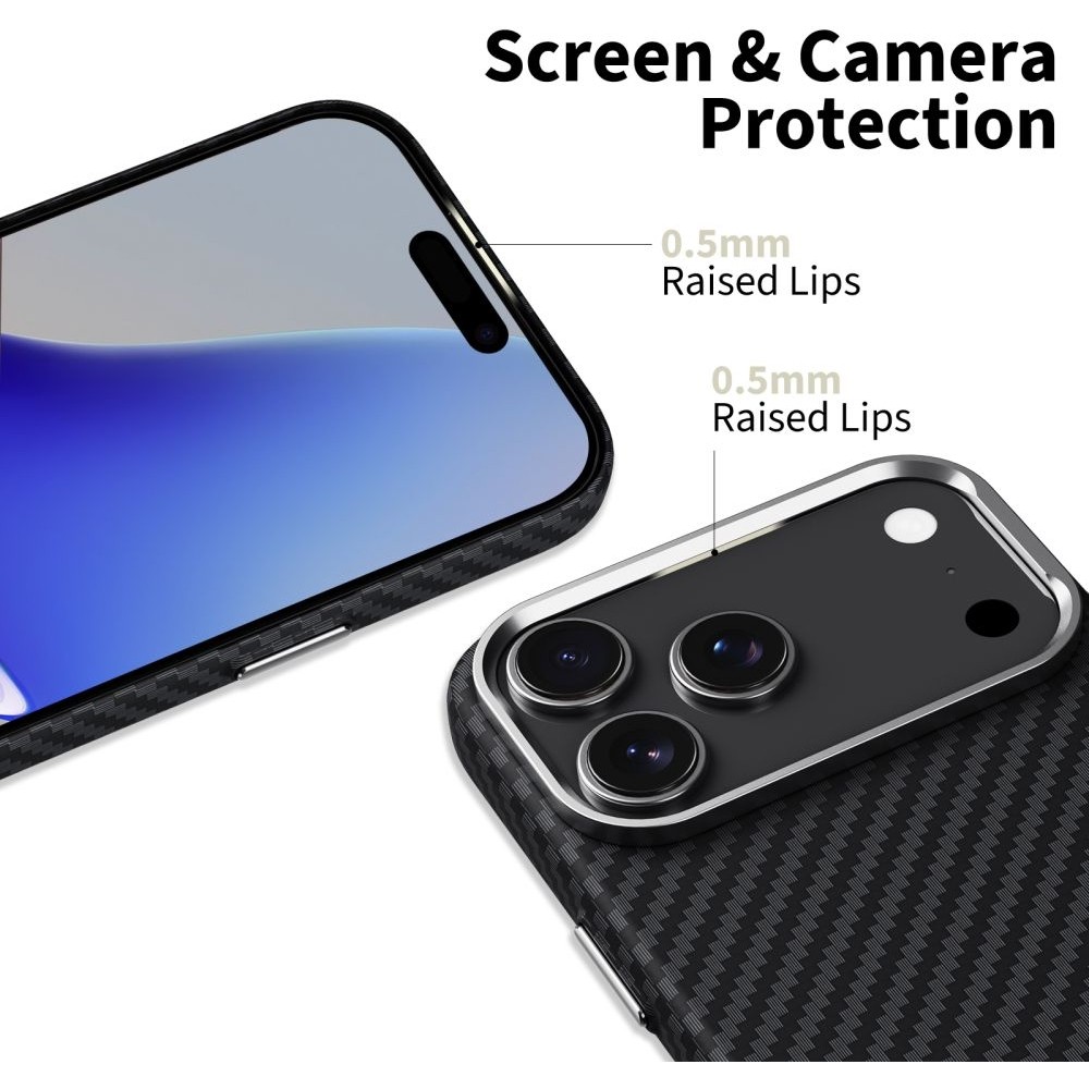iPhone 17 Pro Case Hülle - Tech-Protect Ion Carbon MagSafe-kompatibel, langlebig und leicht - Silber