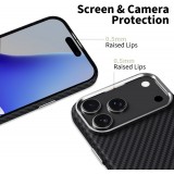 iPhone 17 Pro Case Hülle - Tech-Protect Ion Carbon MagSafe-kompatibel, langlebig und leicht - Silber