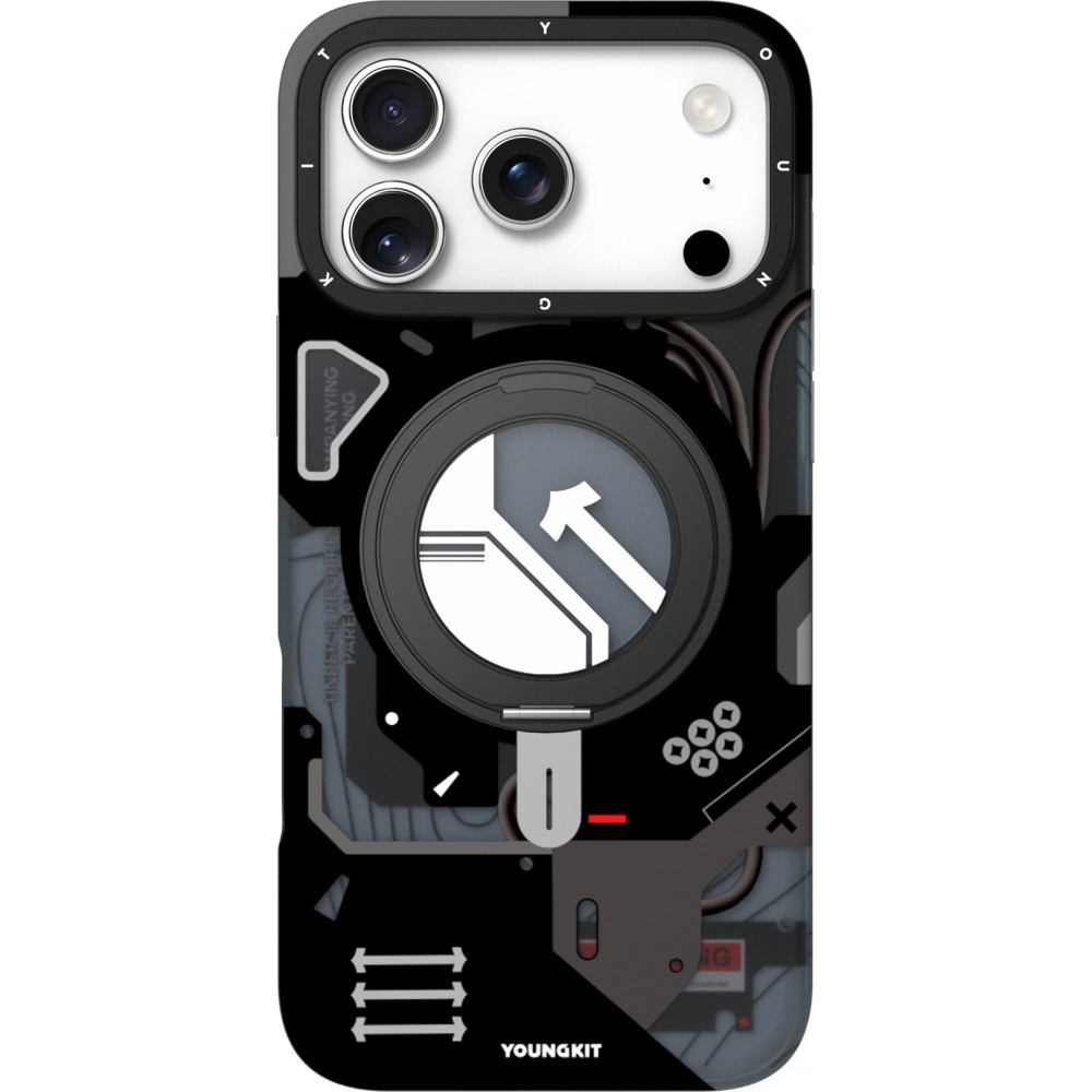 Coque iPhone 17 Pro Max - Youngkit Starship avec anneau stand 360° MagSafe - Noir