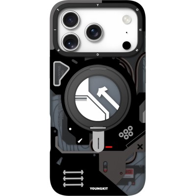 iPhone 17 Pro Max Case Hülle - Youngkit Starship mit 360° MagSafe Standring - Schwarz