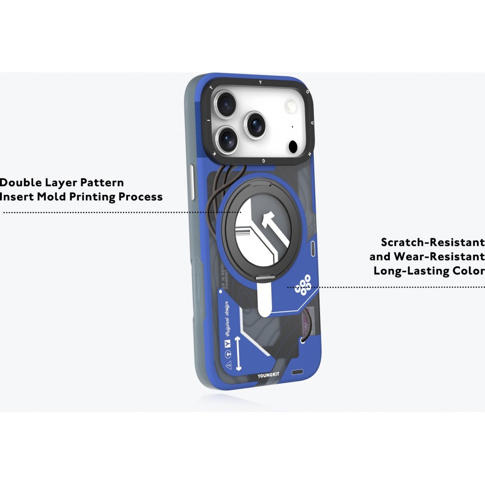 Coque iPhone 17 Pro Max - Youngkit Starship avec anneau stand 360° MagSafe - Noir