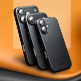 Coque iPhone 17 - Qialino cuir véritable (compatible MagSafe) - Noir