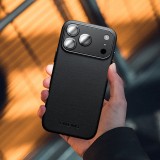 Coque iPhone 17 - Qialino cuir véritable (compatible MagSafe) - Noir