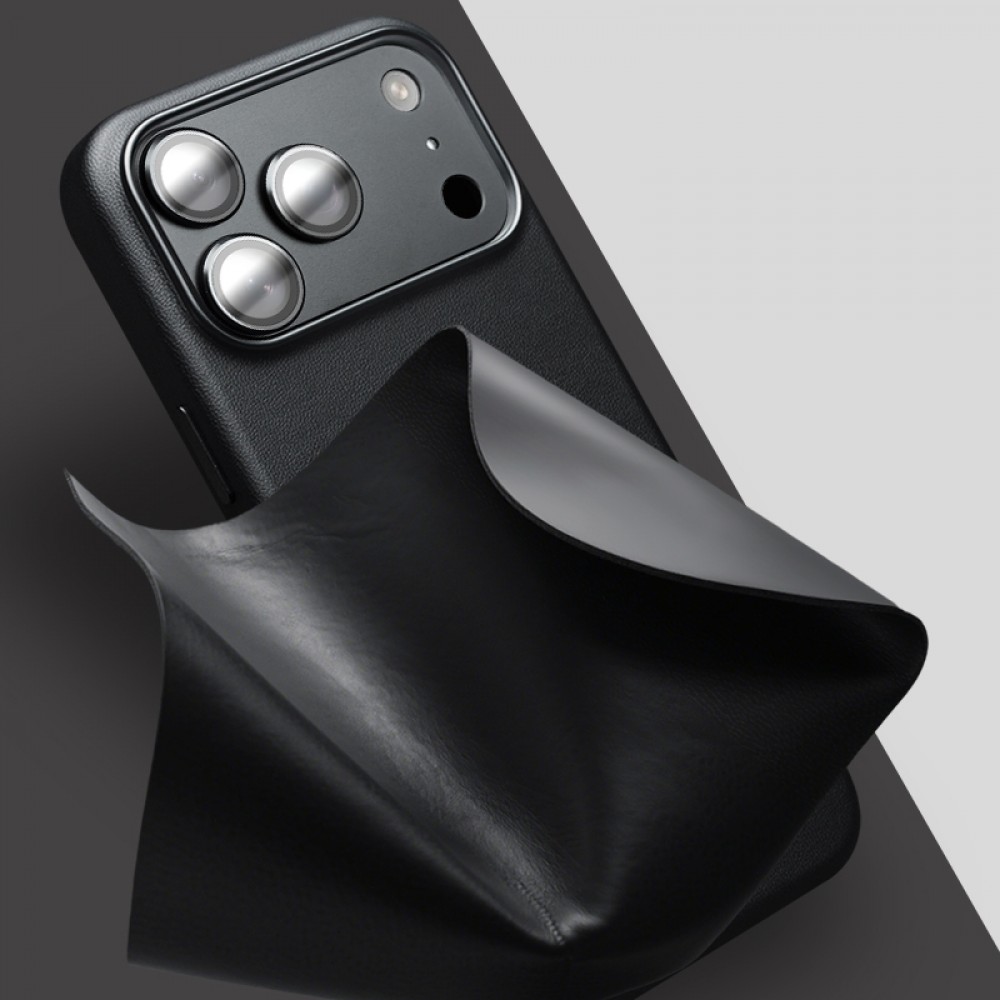Coque iPhone 17 - Qialino cuir véritable (compatible MagSafe) - Noir